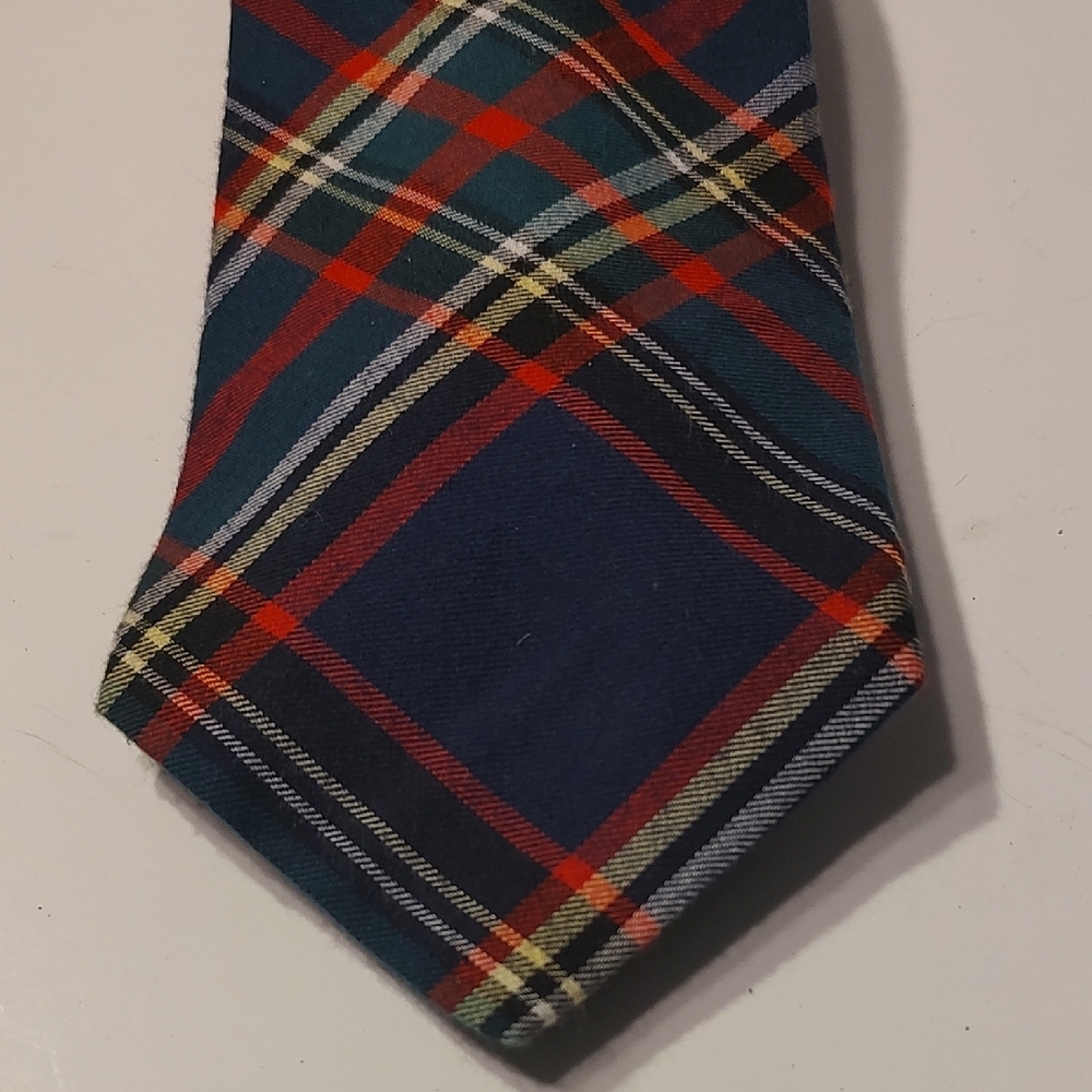 Rooster All Cotton Classic Plaid Tie in Blue and Red